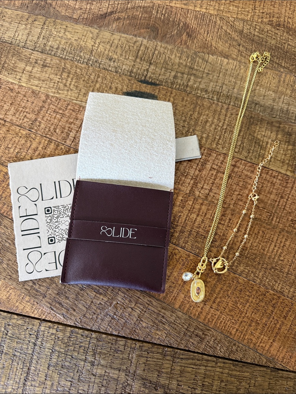 Solid Gold-Tone Double Pendant Necklace in Gold
